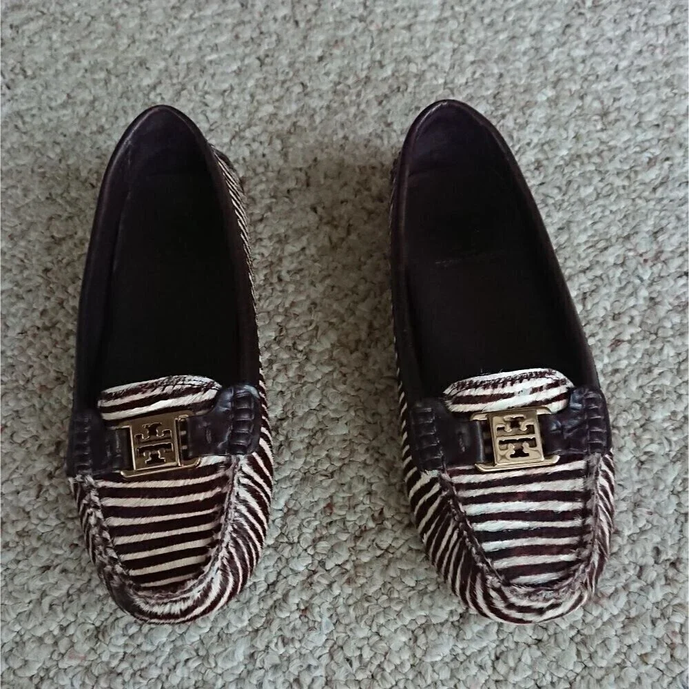 Tory Burch Brown Zebra Print Loafers size 7